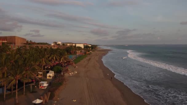 Μπαλί Ινδονησία Aerial Drone View Resort Hotel Beach Seminyak Kuta — Αρχείο Βίντεο