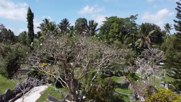 Bali Indonésia Cemitério Chinês Aéreo Drone Mosteiro Koncho Kongco Mais — Vídeo de Stock