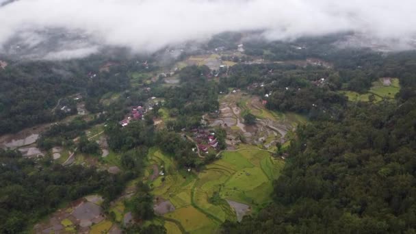 Flygdrönare Utsikt Över Norra Toraja Södra Sulawesi Landskap Mark Ovanför — Stockvideo