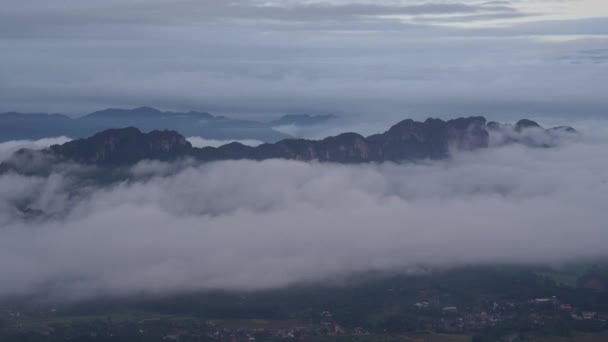 Tidsförskjutning Norra Toraja Södra Sulawesi Landskapsland Ovanför Molnen Molnmulen Morgon — Stockvideo