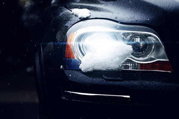 Автомобільне Світло Покрите Снігом Крупним Планом — стокове фото