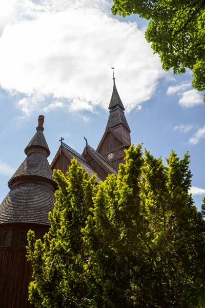 Retrato Stave Iglesia Hahnenklee Con Cielo Azul Nubes —  Fotos de Stock