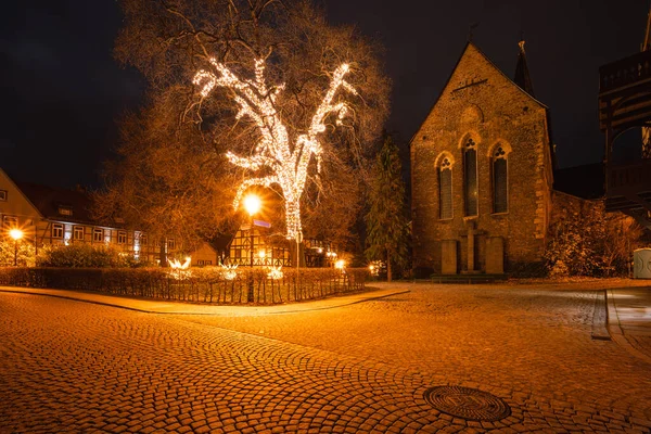 Lighting Tree Front Church Wernigerode — Stock Photo, Image