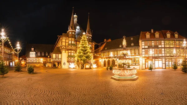 Πανόραμα Χριστουγεννιάτικη Αγορά Wernigerode — Φωτογραφία Αρχείου