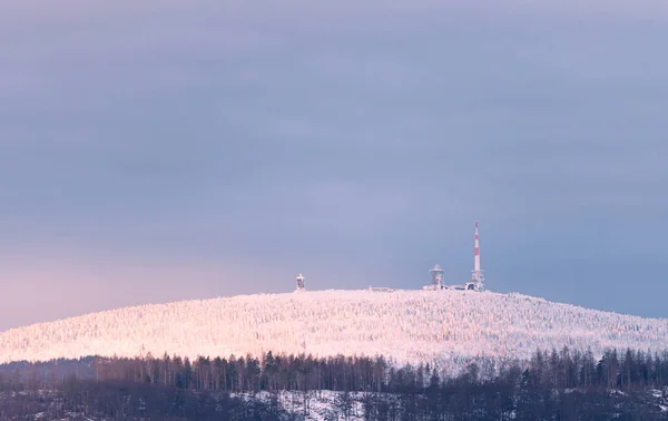 Nascer Sol Inverno Brocken — Fotografia de Stock