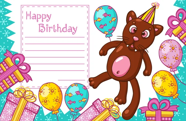 Bonne Carte D Anniversaire Avec Chat Image Vectorielle Par Nesalomeya C Illustration Bonne Carte D Anniversaire Avec Chat Image Vectorielle Par Nesalomeya C Illustration