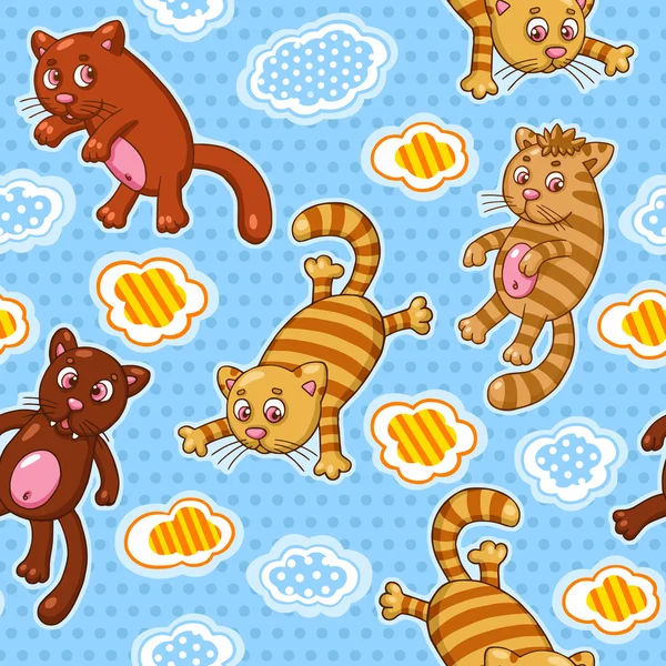 Divertido patrón de dibujos animados gatos — Archivo Imágenes Vectoriales