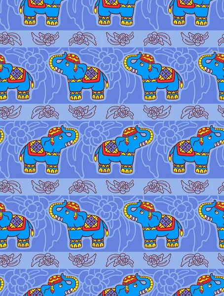 Mönster med tecknade elefanter — Stock vektor