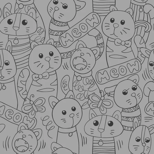 Patrón con gatos de dibujos animados — Archivo Imágenes Vectoriales