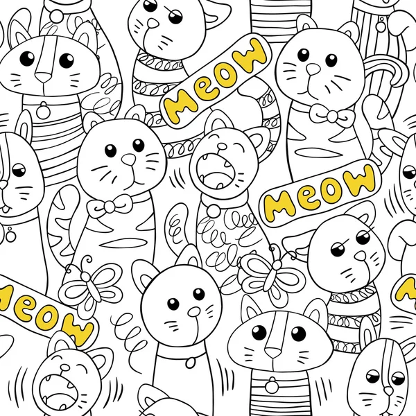 Patrón con gatos de dibujos animados — Archivo Imágenes Vectoriales