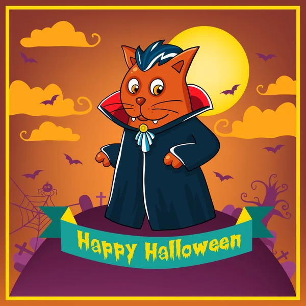 Cartoon-Halloween-Katze — Stockvektor