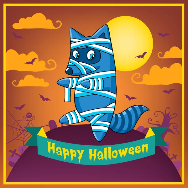 Dessin animé Halloween raton laveur — Image vectorielle