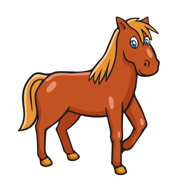 Cartoon brown horse - Stok Vektor