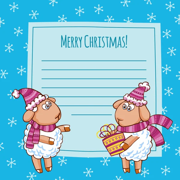Koyunlu Noel kartı — Stok Vektör
