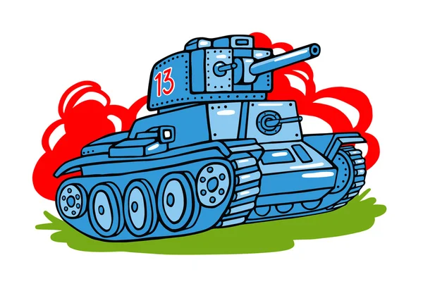 Tanque militar de dibujos animados — Vector de stock