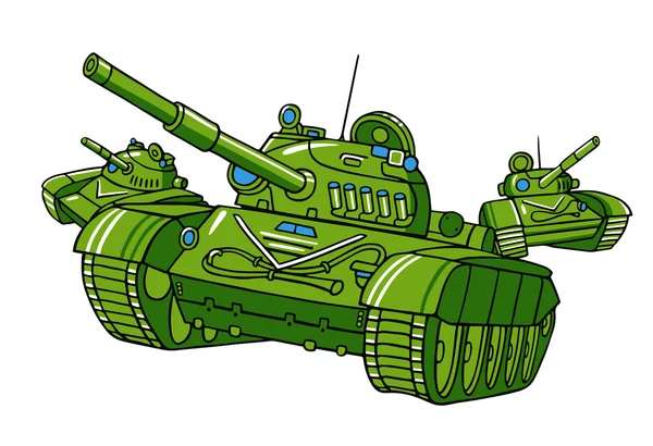 Tanques militares de dibujos animados — Vector de stock