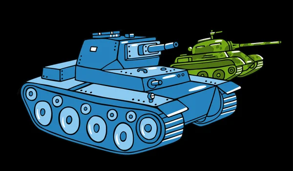 Antiguos tanques militares de dibujos animados — Vector de stock