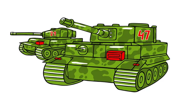 Tanques militares de dibujos animados — Vector de stock