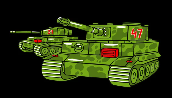 Tanques militares de dibujos animados — Vector de stock