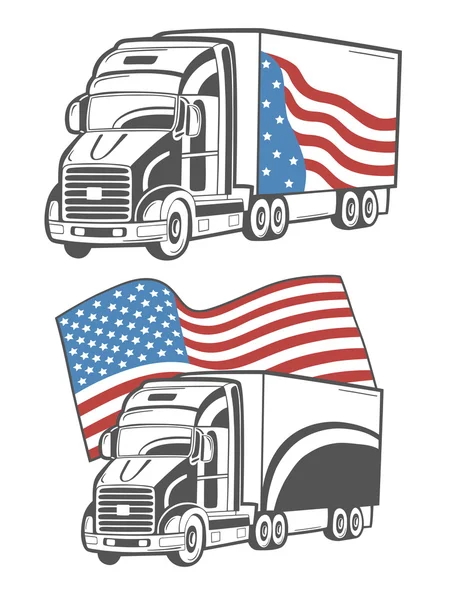 Camions avec drapeau américain . — Image vectorielle