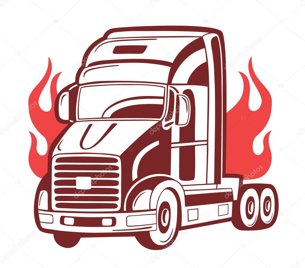 Vector logo with fire truck. vector illustration