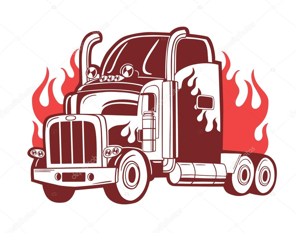 Vector logo with fire truck. vector illustration