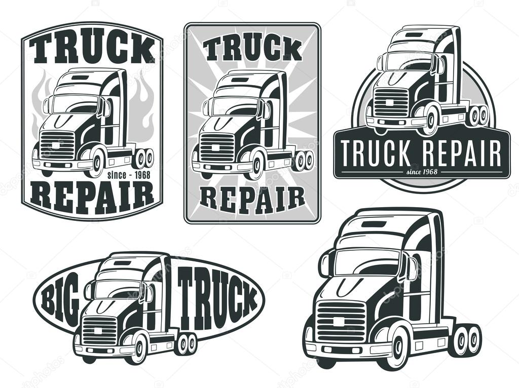 set of transport, truck logos