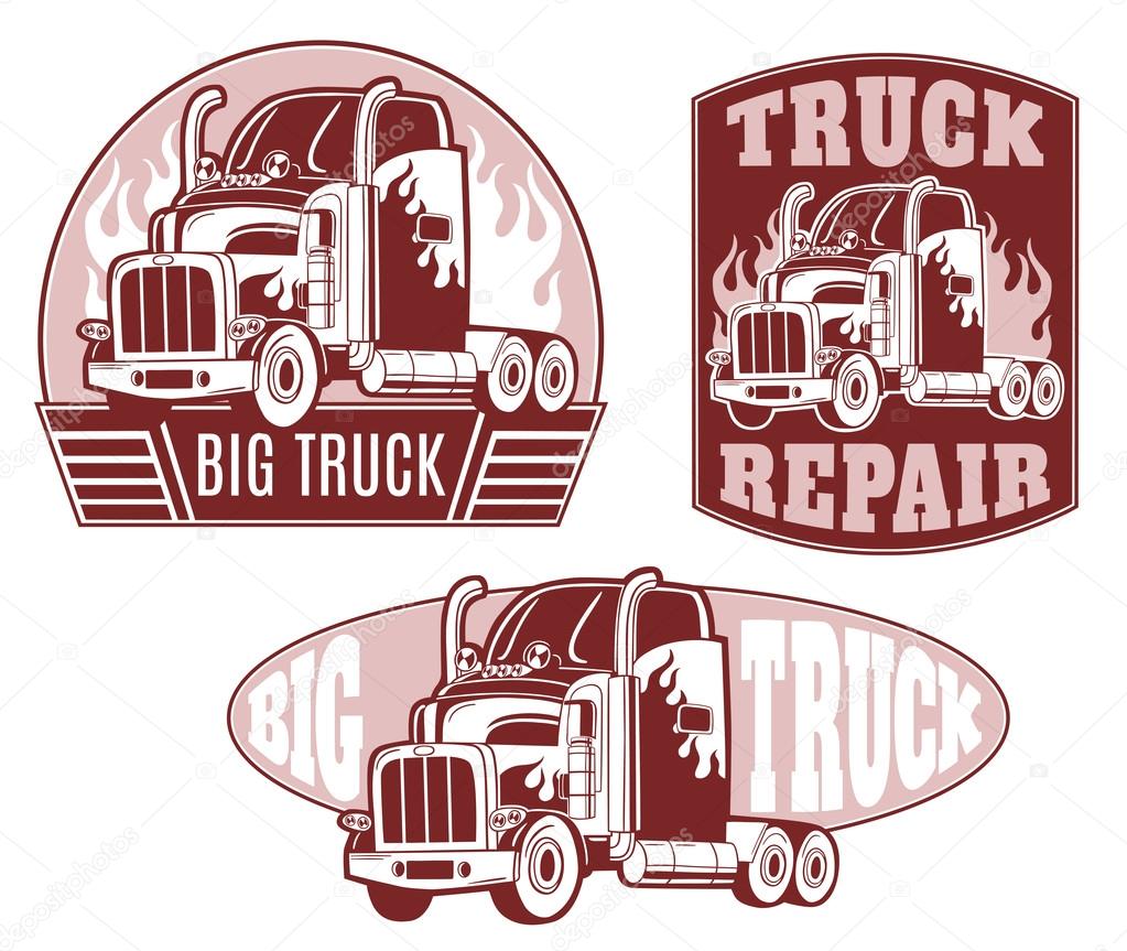 Set of transport, truck, lorry logos, icons. vector illustration on white