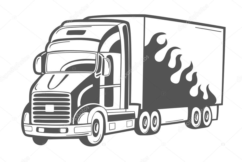 Vector illustration of heavy truck isolated on white.