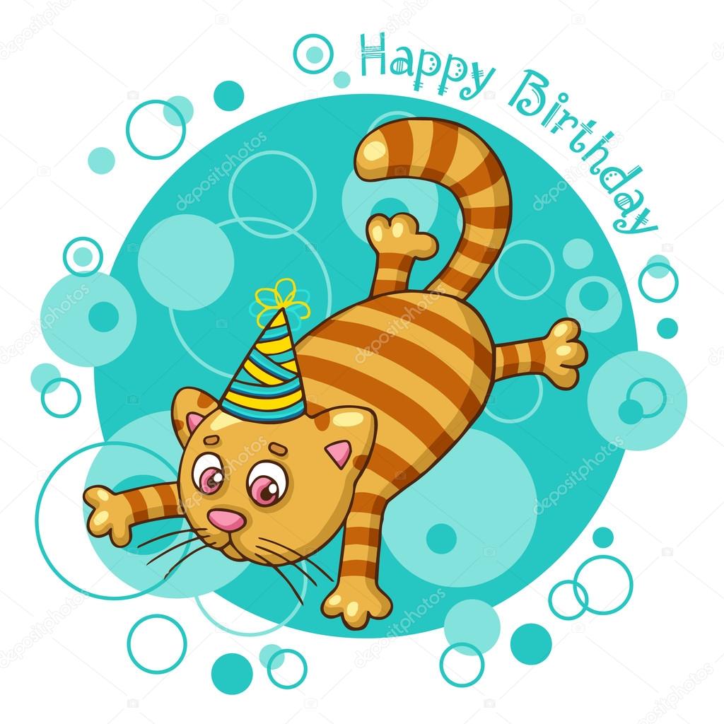 Bonne Carte D Anniversaire Avec Chat Image Vectorielle Par Nesalomeya C Illustration Bonne Carte D Anniversaire Avec Chat Image Vectorielle Par Nesalomeya C Illustration