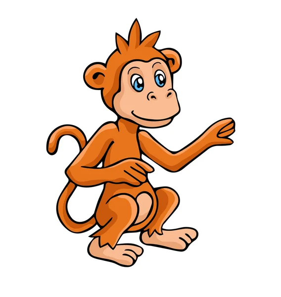 Vector illustration in cartoon style isolated on white. Monkey. — Wektor stockowy