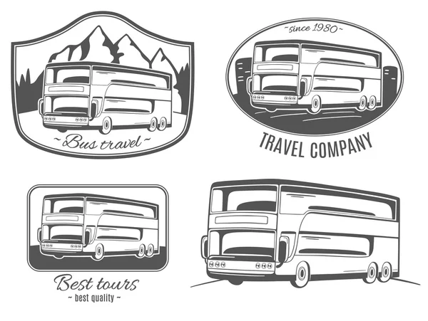 Set of vector logos with tourist bus. — Stock Vector