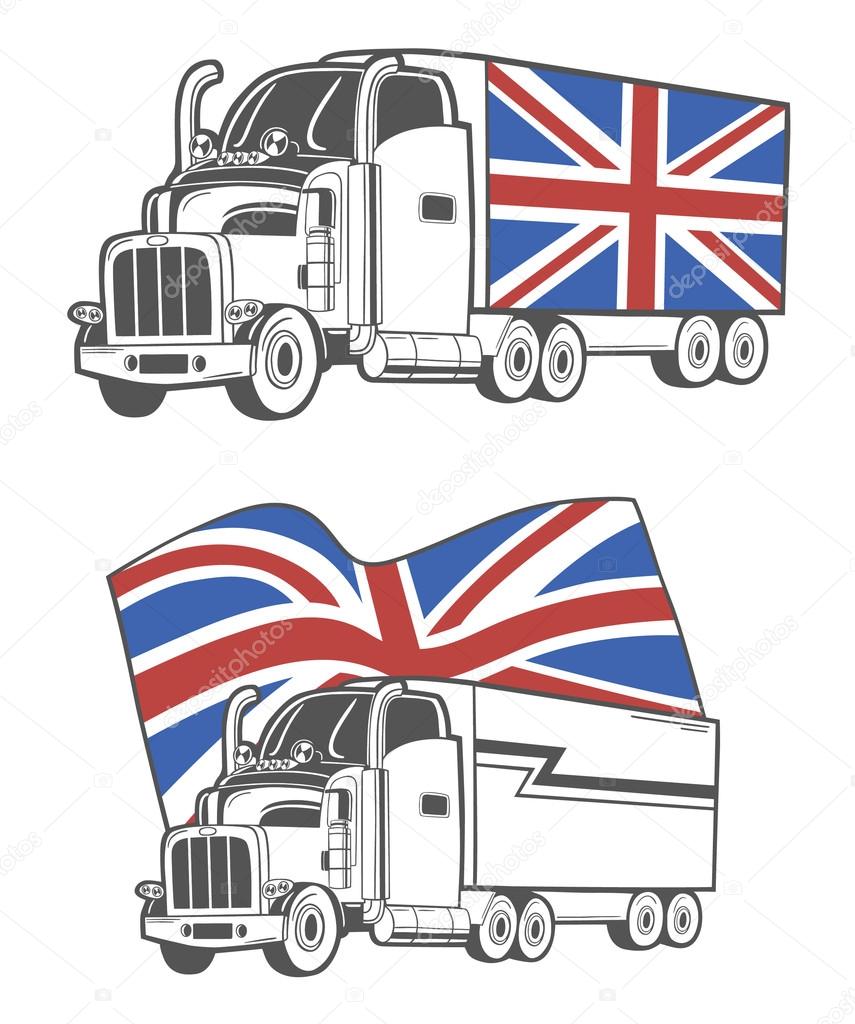 Vector illustration of heavy truck with Union Jack.