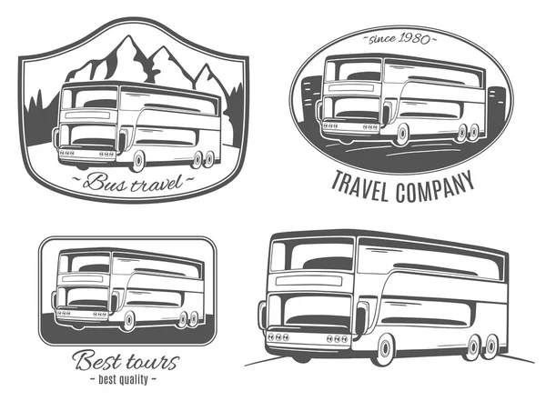 Set of tourist bus logo — Stock Vector