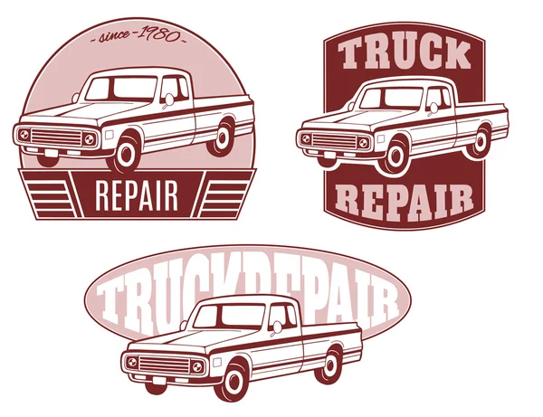 Set di logo con camion — Vettoriale Stock