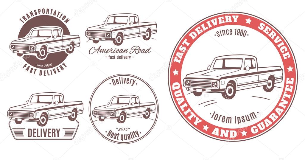Set of logo with truck cars. vector illustration