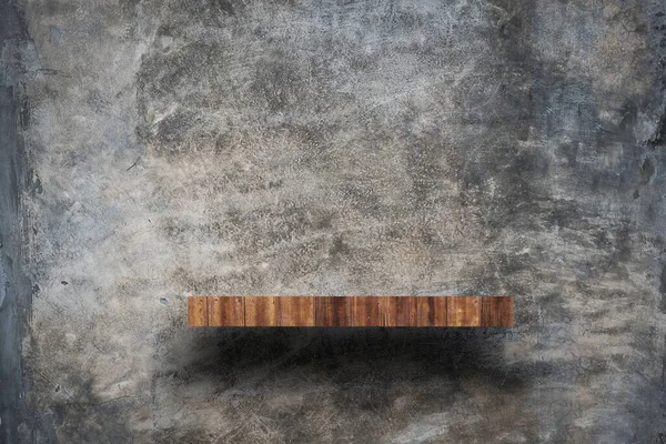empty concrete  wall and wooden shelf