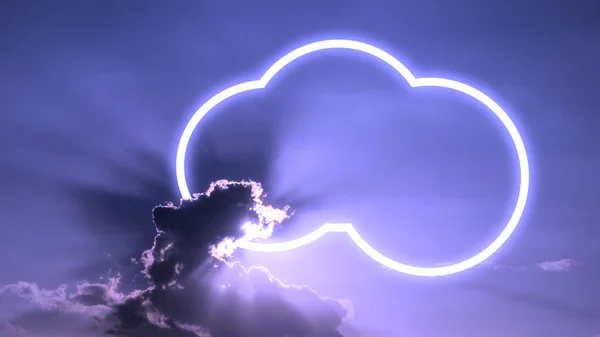 天空云彩阳光与科技云彩图标 — 图库照片