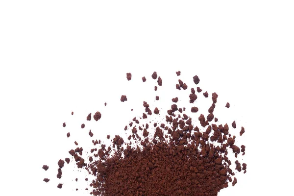 Kaffee Oder Schokoladenpulver Instant Kaffee Haufen Puder Isoliert Auf Weißem — Stockfoto