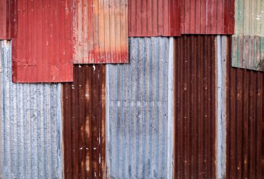 Eski paslı galvanize çinko çarşaf çiti, çinko duvar dokusu ve arka plan