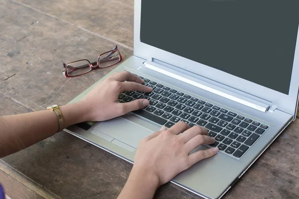 Woman Hands Working Computer — Stock Photo, Image