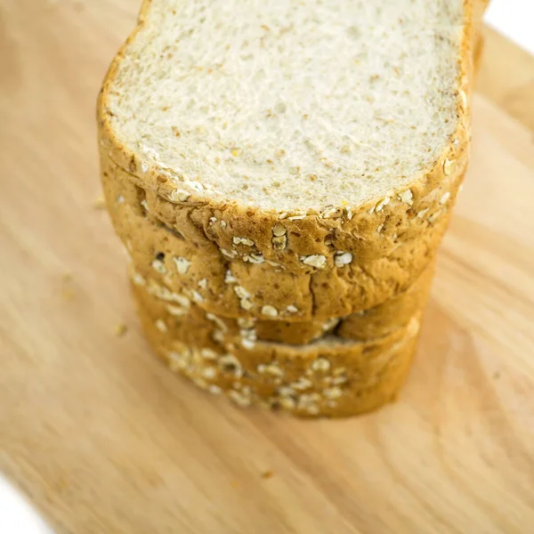 Pão Sobre Madeira Fundo Branco — Fotografia de Stock