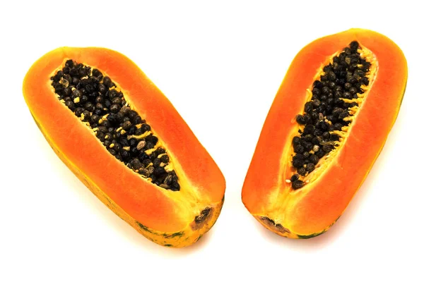 Papaya Fehér Háttér — Stock Fotó