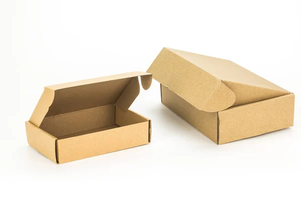 Brown Box Paper White Background — Stock Photo, Image