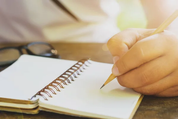 Man Hand Notebook Computer — Stock Photo, Image