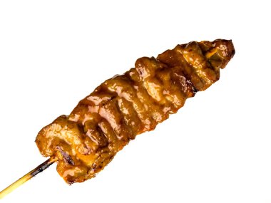 Beyaz arka planda domuz ızgarası Tayland yemeği