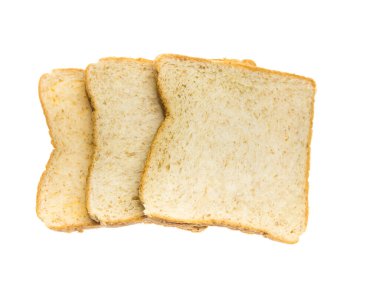 Beyaz arkaplanda beyaz ekmek dilimi