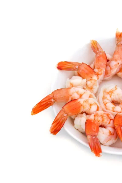 Shrimps Prawns White Plate Shrimps Close — Stock Photo, Image