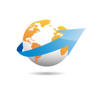 Vektör işareti dünya ok ile. Sevk irsaliyelerini ve ihracat