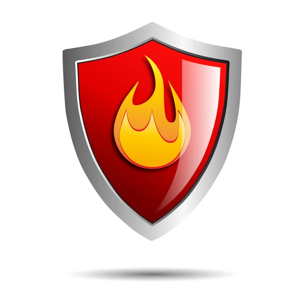 Vector sign Shield secure fire — Stock Vector